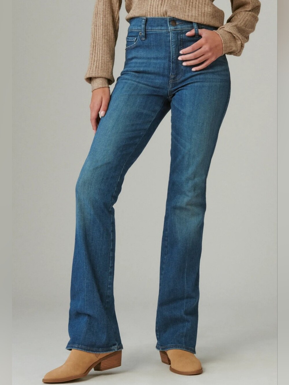 Lucky Brand Uni Fit Boot Cut Jeans W25/26 High Rise Blue Wash Stretch Denim